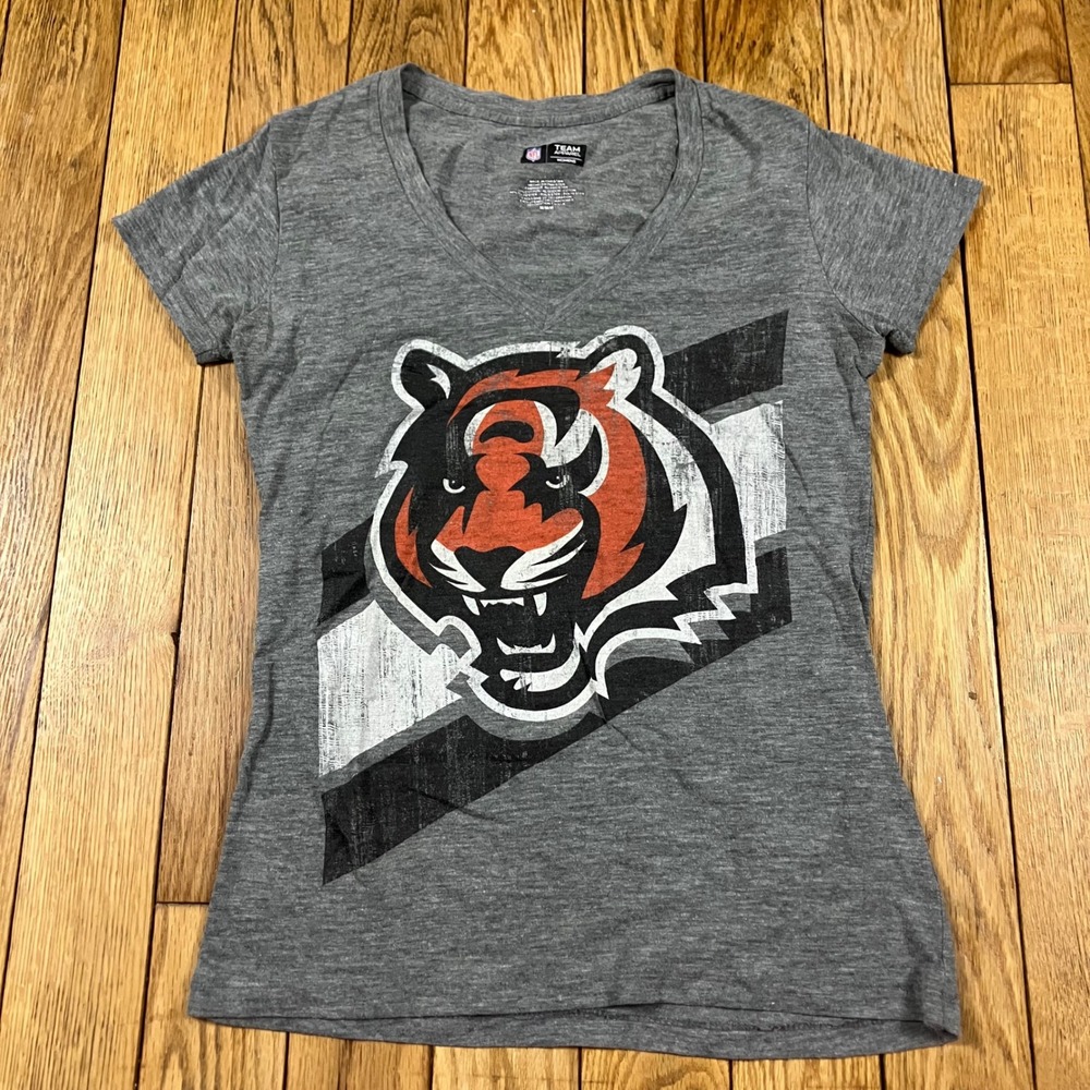 Team Apparel Womens‎ Cincinnati Bengals V Neck T Shirt M Medium Gray NFL